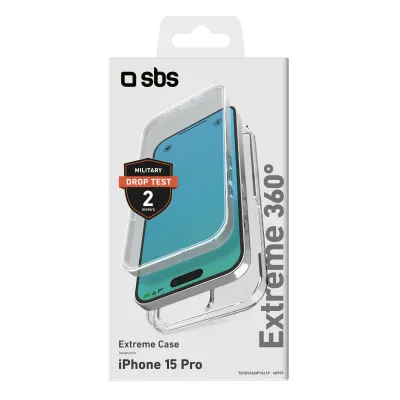 SBS - Puzdro 360 pre iPhone 15 Pro, transparentná