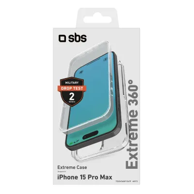 SBS - Puzdro 360 pre iPhone 15 Pro Max, transparentná