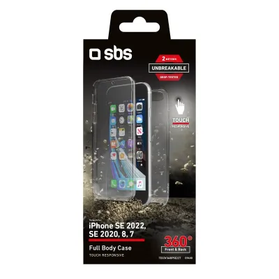 SBS - Puzdro 360 pre iPhone SE 2022/SE 2020/8/7, transparentná