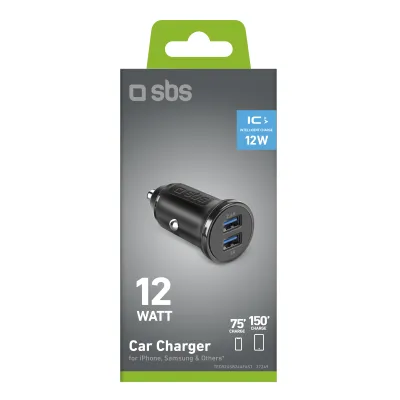SBS - Autoadaptér Mini 2x USB-A, 12 W, 2,4 A, 12/24V, čierna