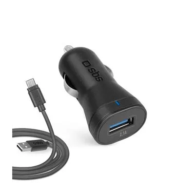 SBS - Nabíjacia sada do auta s USB-A/Micro USB, dĺžka 1 m, 2,1 A, čierna