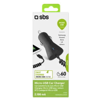 SBS - Autonabíjačka Micro-USB, 2,1 A, 12/24V, čierna