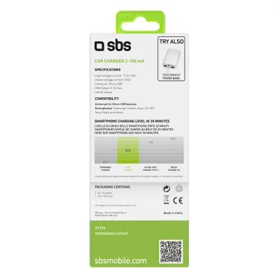 SBS - Autonabíjačka Micro-USB, 2,1 A, 12/24V, čierna
