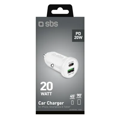 SBS - Autonabíjačka USB-C PD 20 W/USB-A AFC 18 W, biela