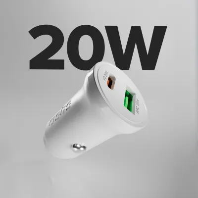SBS - Autonabíjačka USB-C PD 20 W/USB-A AFC 18 W, biela