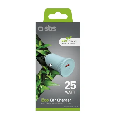 SBS - Autoadaptér Eco USB-C, 25 W, PD, svetlá modrá