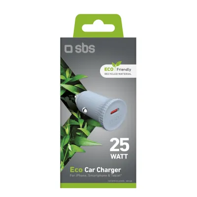 SBS - Autoadaptér Eco USB-C, 25 W, PD, svetlá zelená