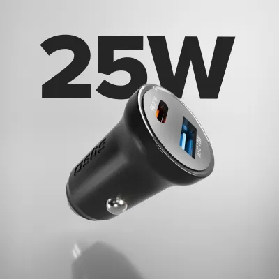 SBS - Autoadaptér USB-A/USB-C, PD, 25 W, čierna
