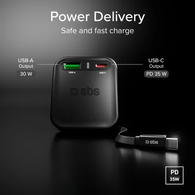 SBS - Autoadaptér s integrovaným navíjacím káblom, čierna