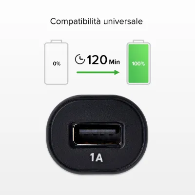 SBS - Autoadaptér 1x USB-A, 5 W, 1 A, 12/24V, čierna