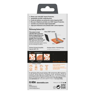 SBS - Puzdro Full Active D3O pre Samsung Galaxy S25, čierna