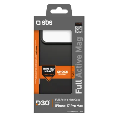 SBS - Puzdro Full Active D3O s MagSafe pre iPhone 17 Pro Max, čierna