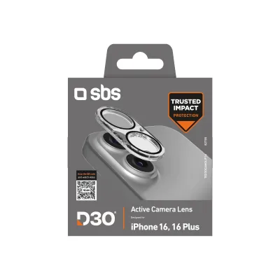 SBS - Ochranný kryt objektívu Active s D3O pre iPhone 16/16 Plus, čierna