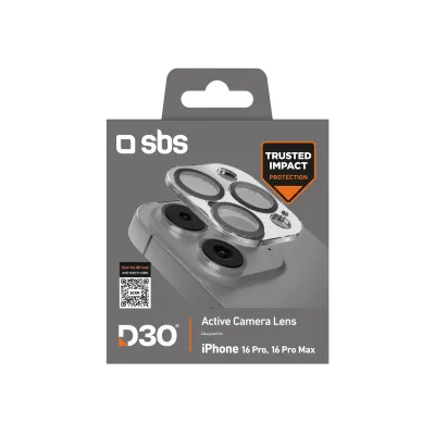 SBS - Ochranný kryt objektívu Active s D3O pre iPhone 16 Pro/16 Pro Max, čierna
