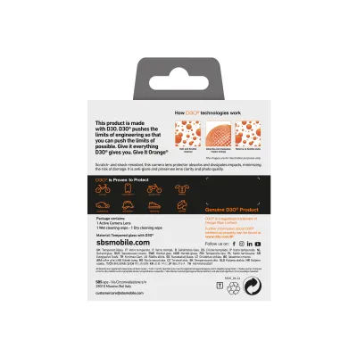 SBS - Ochranný kryt objektívu Active s D3O pre iPhone 16 Pro/16 Pro Max, čierna