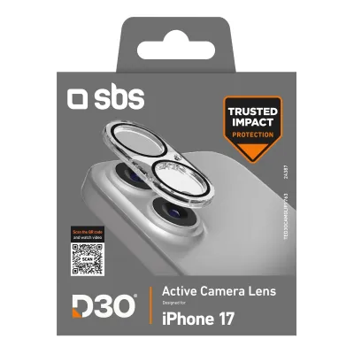 SBS - Ochranný kryt objektívu Active s D3O pre iPhone 17, čierna
