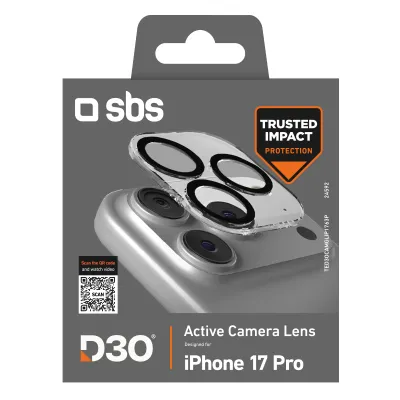 SBS - Ochranný kryt objektívu Active s D3O pre iPhone 17 Pro, čierna