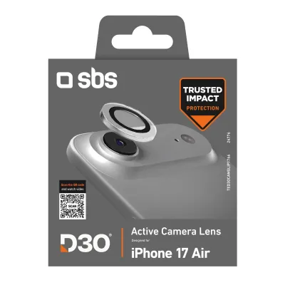 SBS - Ochranný kryt objektívu Active s D3O pre iPhone 17 Air, čierna