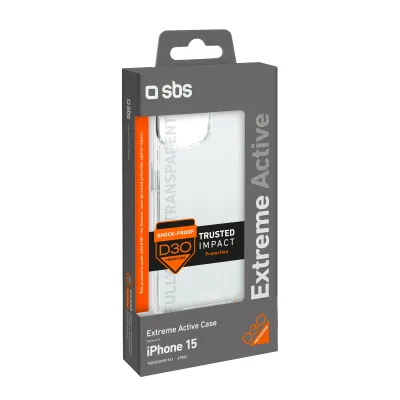 SBS - Puzdro Extrema Active D3O pre iPhone 15, transparentná
