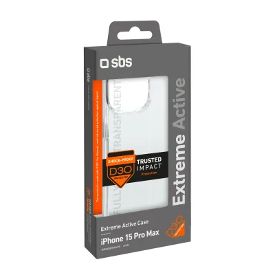 SBS - Puzdro Extrema Active D3O pre iPhone 15 Pro Max, transparentná
