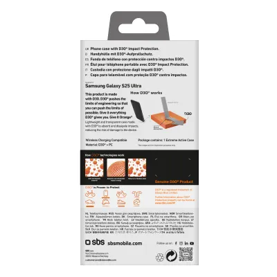 SBS - Puzdro Extrema Active D3O pre Samsung Galaxy S25 Ultra, transparentná