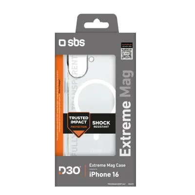 SBS - Puzdro Extreme Mag D3O s MagSafe pre iPhone 16, transparentná