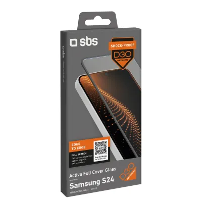 SBS - Tvrdené sklo Active Full Cover D3O pre Samsung Galaxy S24, číra