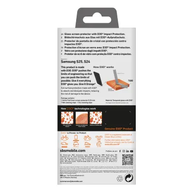 SBS - Tvrdené sklo Active Full Cover D3O pre Samsung Galaxy S25/S24, číra