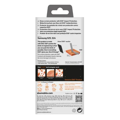 SBS - Tvrdené sklo Active Full Cover D3O pre Samsung Galaxy S25+/S24+, číra
