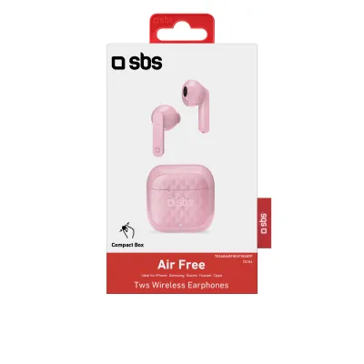 SBS - Bezdrôtové slúchadlá TWS Air Free s nabíjacím puzdrom 250 mAh, ružová