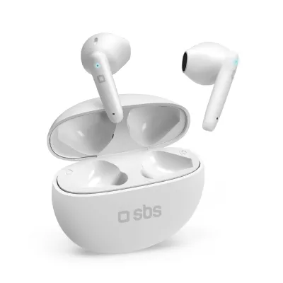 SBS - Bezdrôtové slúchadlá TWS Twin Pure Drops s nabíjacím puzdrom 380 mAh, biela