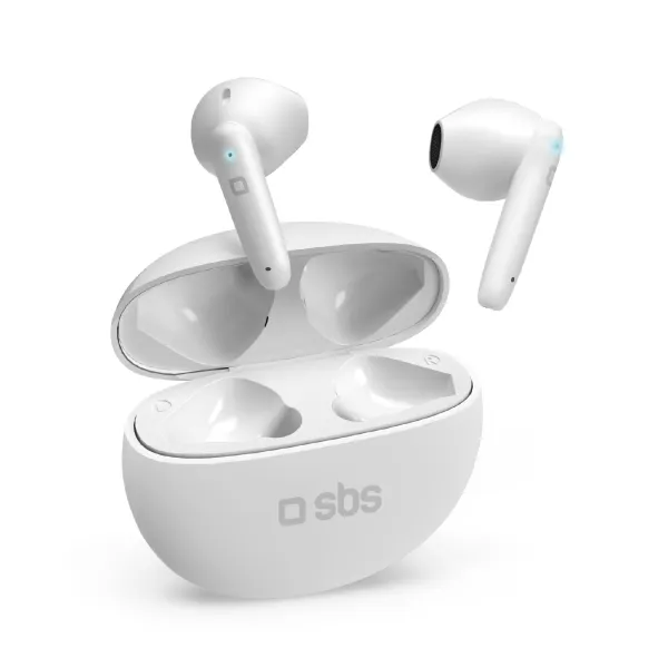 SBS - Bezdrôtové slúchadlá TWS Twin Pure Drops s nabíjacím puzdrom 380 mAh, biela