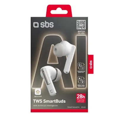 SBS - Bezdrôtové slúchadlá TWS AI SmarBuds, biela