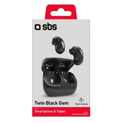 SBS - Bezdrôtové slúchadlá TWS Twin Black Gem, čierna