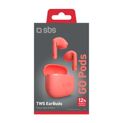 SBS - Bezdrôtové slúchadlá TWS Go Pods, červená