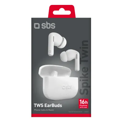SBS - Bezdrôtové slúchadlá TWS Spike Twin, biela