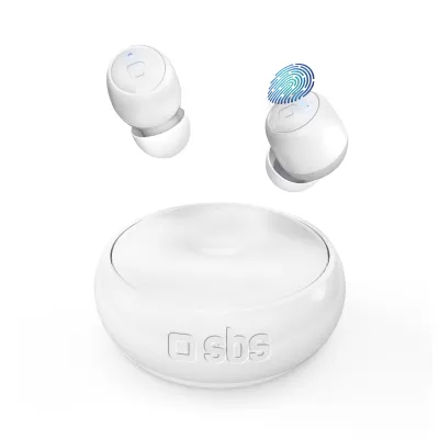 SBS - Bezdrôtové slúchadlá TWS Twin Spin 360°, biela