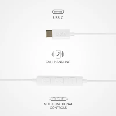 SBS - Slúchadlá Studio Mix 65c s mikrofónom, USB-C, biela