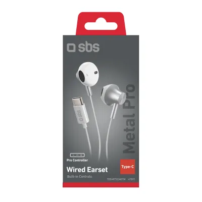 SBS - Slúchadlá Metal Pro, USB-C, biela