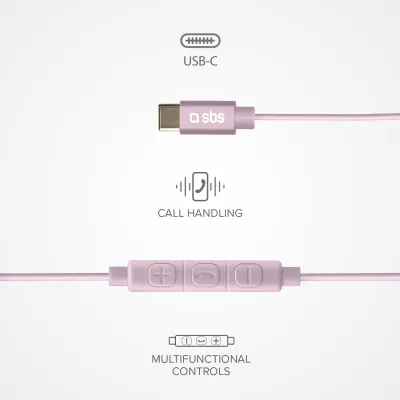 SBS - Slúchadlá Studio Mix 65c s mikrofónom, USB-C, ružová