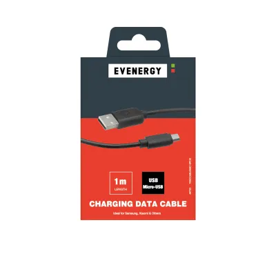 EVENERGY - Kábel USB-A/Micro USB, 5 W, 1 m, čierna