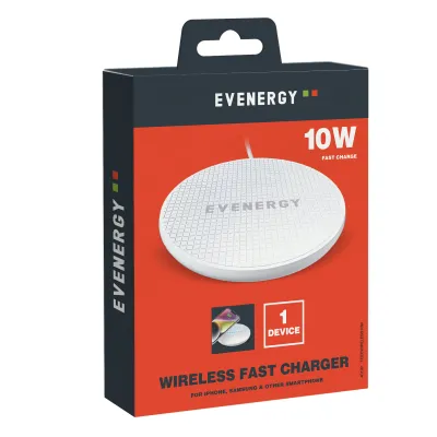 EVENERGY - Bezdrôtová nabíjacia stanica s Qi, 10 W, biela