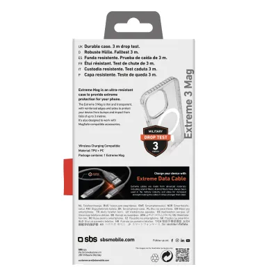 SBS - Puzdro Extreme 3 Mag kompatibilné s MagSafe pre iPhone 15 Pro Max, transparentná