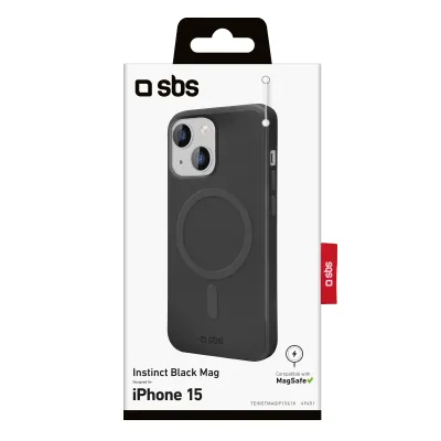 SBS - Puzdro Instinct kompatibilné s MagSafe pre iPhone 15, čierna