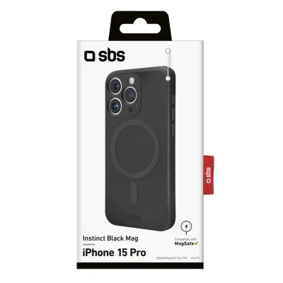 SBS - Puzdro Instinct kompatibilné s MagSafe pre iPhone 15 Pro, čierna