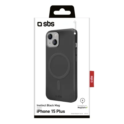 SBS - Puzdro Instinct kompatibilné s MagSafe pre iPhone 15 Plus, čierna
