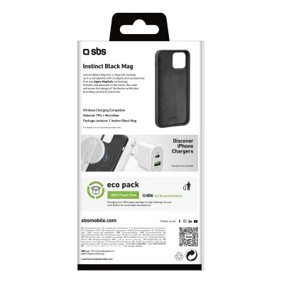 SBS - Puzdro Instinct kompatibilné s MagSafe pre iPhone 15 Plus, čierna