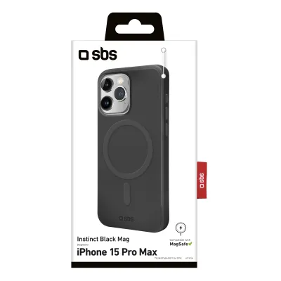SBS - Puzdro Instinct kompatibilné s MagSafe pre iPhone 15 Pro Max, čierna