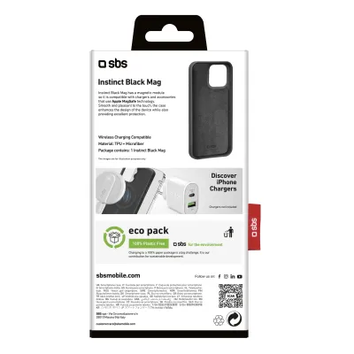 SBS - Puzdro Instinct kompatibilné s MagSafe pre iPhone 15 Pro Max, čierna