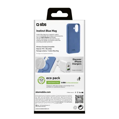 SBS - Puzdro Instinct Mag kompatibilné s MagSafe pre iPhone 16, modrá